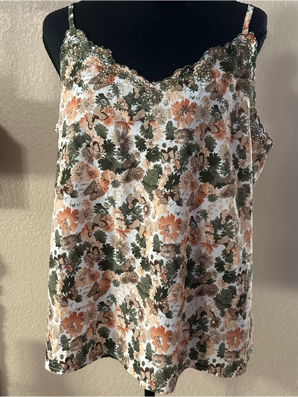 Emery Rose floral Butterfly camisole tank shirt women’s XL bohemian